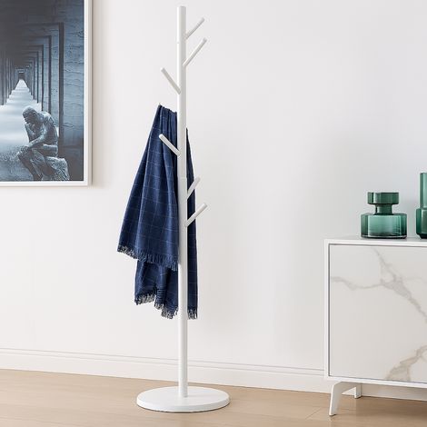 Porte-manteaux Blanc - 7 crochets - D 38 x H 181 cm - Portemanteaux design - Livraison gratuite (1/4)