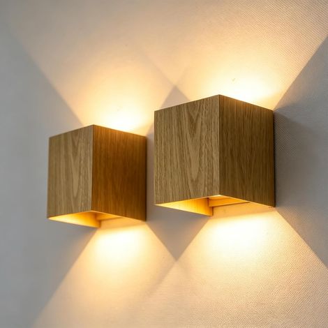 Applique Murale Effet Bois 12W IP65 Lumière Chaude 3000K 2 Pack (1/5)