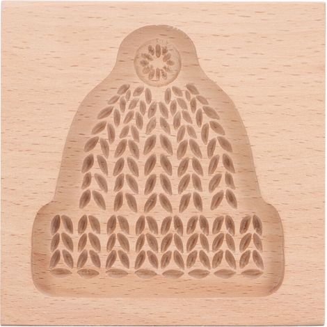 Moule à Biscuits en Bois sculpté, Moule à Biscuits en Pain d'épice Robuste en Bois de Hêtre Facile à Démouler pour Restaurant pour Magasin (Forme de chapeau de Noël). (1/5)