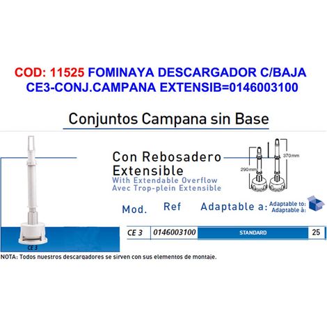 Scaricatore basso per cisterna Fominaya con campana estensibile 014600310