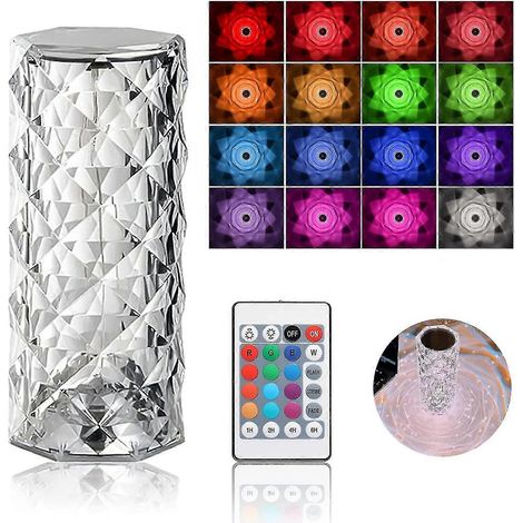 Lampe de table Crystal Diamond, lampe tactile rechargeable USB 16 couleurs avec télécommande, veilleuse de chevet Aespa (1/5)