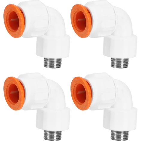 4 raccords de tuyau d'eau en plastique PPR, filetage mâle G1/2 po, diamètre 20 mm (1/5)
