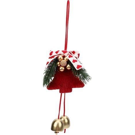 Weihnachtskranz mit Glöckchenanhänger, hängender Baumschmuck, Mini-DIY-Fensterdekoration, Herz für drinnen und draußen