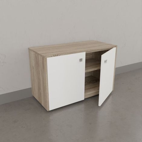 Caisson roulant ALTEA - 80 cm décor cambrian oak et portes blanches (1/4)