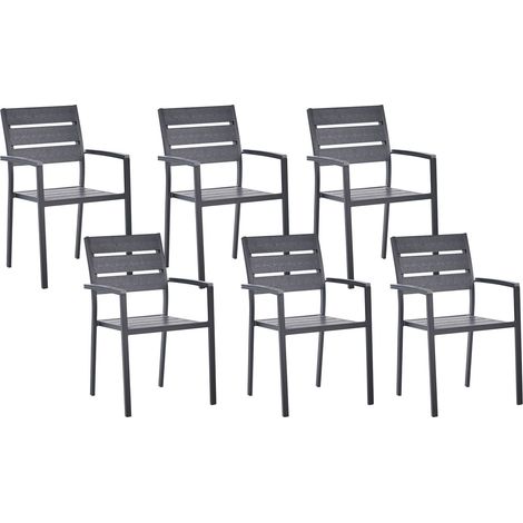Set di 6 sedie da pranzo in alluminio anodizzato colore nero Vernio