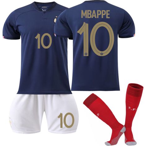 Maillot de football domicile France enfant n°10 Mbappé 6-7 ans haute qualité (1/4)