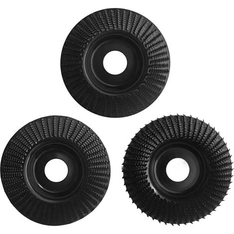 Paquet de 3 Disques de Sculpture sur Bois 4 Pouces pour Meuleuse, Disque Meulage du Bois pour Meuleuse D'angle, Comprenant un Disque Ponçage Plat, biseauté (Trou intérieur 22 diamètre 100mm) (1/5)
