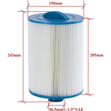 Malaka Filtre pour Spa Compatible avec PWW50P3 6CH-940 FC-0359 1-1/2''/ 3,8cm Filetage Grossier/SAE (Non PWW50P4/ Fil Fin/Filetage MPT), φ15x20,5 cm, Lot de 2 (1/4)