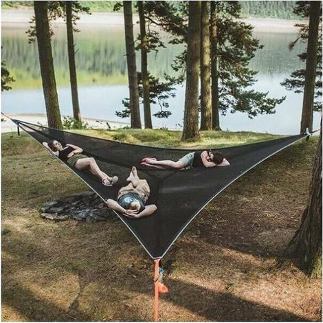 Ulisem Große Dreieck-Hängematte für den Himmel, Camping-Baum, tragbare Multiplayer-Hängematte für 3 Personen, Reisen, Hinterhof, Outdoor, Garten, Camping