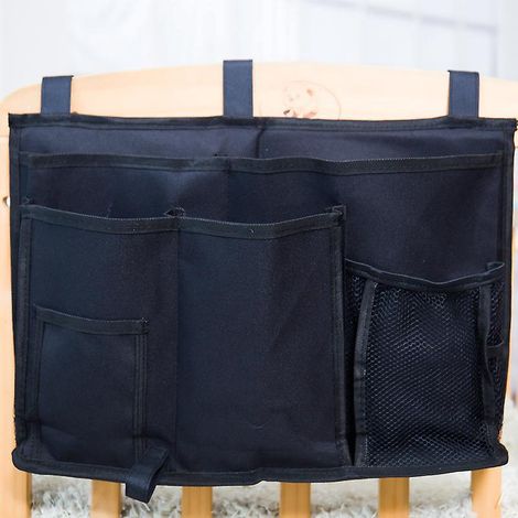 1 Noir  Organisateur De Chevet Lit Suspendu Sac De Rangement Stockage Couche-culotte Magazine Tlcommande Tlphone Lunettes Livres Jouets Cl Pour Do (1/5)
