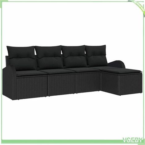 Ensemble de canapés jardin - FAFEICY - Modulaire - Polyrotin noir - Anti-UV - 5 pièces (1/5)