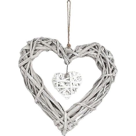 Couronne rustique suspendue en rotin, idéale pour la décoration de fêtes. (1/5)