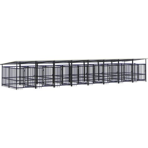 Maison Exclusive - Chenil d'extérieur avec toit pour chiens Acier 15,02 m²