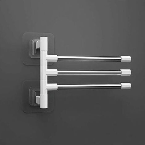 Porte-Serviettes Pivotant à Ventouses Support Mural pour Serviettes de Salle de Bain, avec 3 Barres 180° Pivotantes Towel Rack Tower Hanger (31.5x11.7x26cm) (1/4)