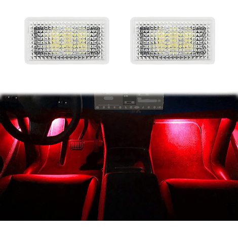 (Lot de 2 - Rouge) Éclairage d'ambiance LED ultra-lumineux pour plancher intérieur, compatible avec Tesla Model 3/Y/S/X (2021-2023). Accessoires pour voiture : éclairage de coffre, de bas de porte et (1/5)