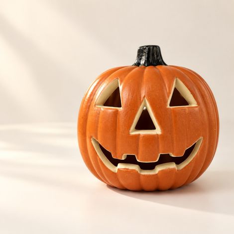 Citrouille lumineuse d'Halloween , décoration orange à visage sculpté, 22×21×22cm, lampe de table festive (1/5)