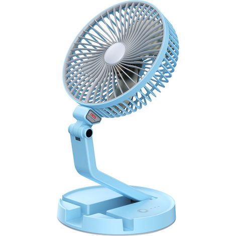 Ventilateur de bureau LED 7 pouces, rechargeable 2600 mAh, pliable, portable, 3 vitesses, à fixer au mur, idéal pour les voyages, le bureau et la maison. (1/5)