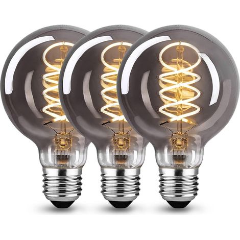 Ampoule E27, Ampoule Led E27 Dimmable 6W G80 Blanc Chaud Idéal Pour éclairage Décoratif Nostalgie Rétro, Verre Fumé -3 Pièces (1/5)
