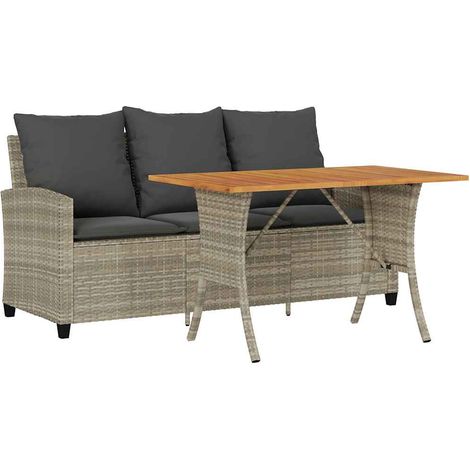 Canapé de jardin Divan de jardin 3places coussins et table gris clair polyrotin (1/5)