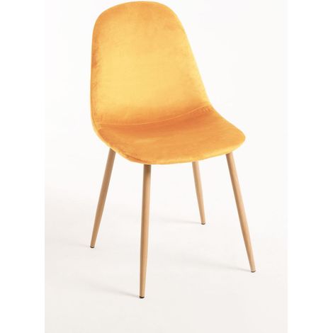 Packs Sillas Comedor - Pack 4 Sillas Teok Terciopelo - Amarillo