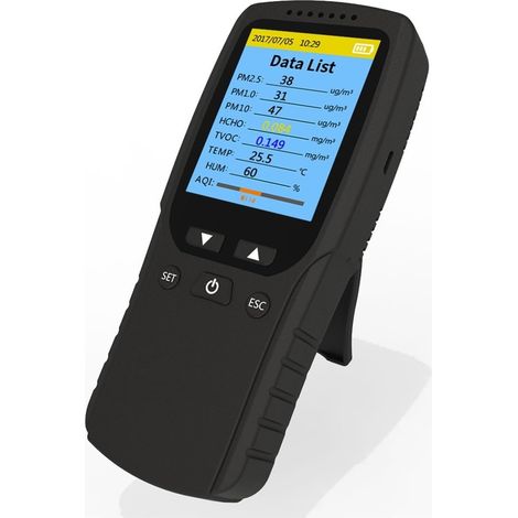 Détecteur de surveillance de la qualité de l'air Moniteur de qualité de l'air compteur de particules de poussière d'air à 3 canaux analyseur de gaz compteur d'air détecteur PM10 pm1.0 pm2.5 Haute Préc (1/5)