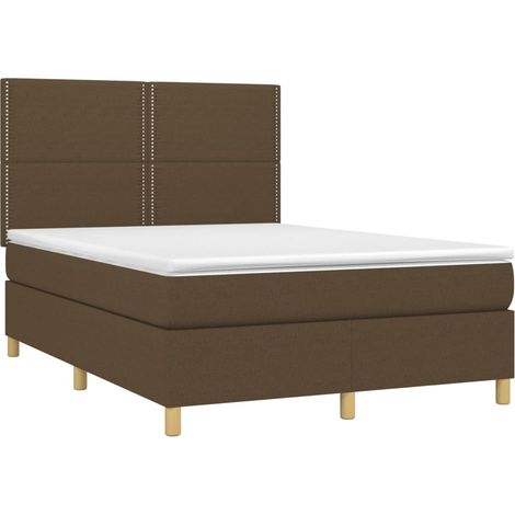Sommier à lattes de lit matelas et LED Marron foncé 140x190 cm vidaXL (1/5)