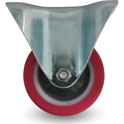 Juego de ruedas fijas de 80 mm y 150 kg, FPPU 0801, color rojo, poliuretano. (1/5)