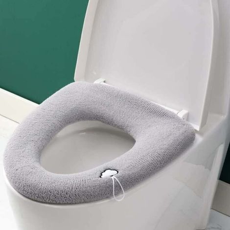 Set mit 3 dicken WC-Sitzbezügen mit Griff – Weiches, dickes, dehnbares und waschbares Kissen – Passend für alle ovalen WC-Sitze