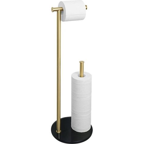 Freestanding Toilet Paper Holder, Toilet Paper Dispenser, Toilet Paper Storage, Tempered Glass Base and Stainless Steel Stem for Bathroom, Gold, EGKN220LD-2-GB (1/4)