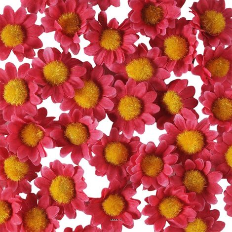 têtes de marguerite artificielles Fuschia X 36 en sachet D 3 cm - couleur: Rose fushia 730 (1/3)