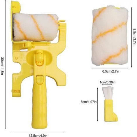 1 Ensemble Rouleau peinture, Matériau ABS, 30 cm, Pour murs portes plafonds (1/3)