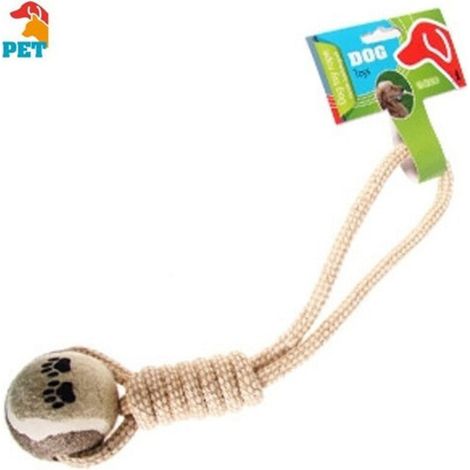Jouet pour chien en coton avec corde et balle, jouet animal en corde.