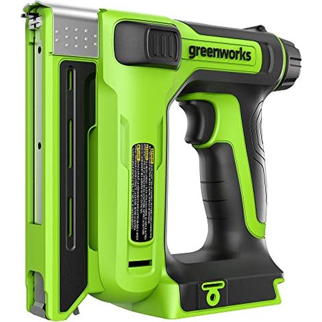 Greenworks G24CS10 Graffettatrice a Corona a Batteria, Spillatrice per Legno 60 Colpi/min. per Punti a U da 6-14mm o Punti a T da 15mm, SENZA Batteria 24V e Caricabatterie, Garanzia 3 Anni (1/4)