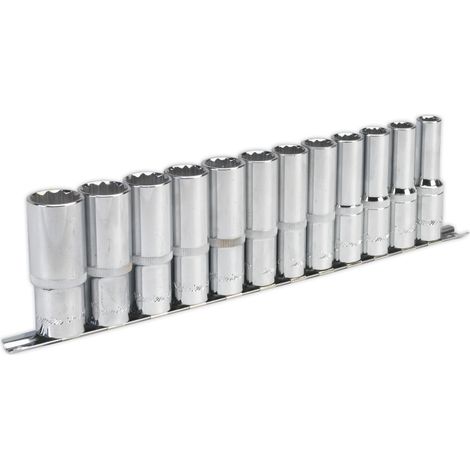 Sealey Premier Deep Socket Set 12-Point 1/2""Sq Drive 12pc AK2685