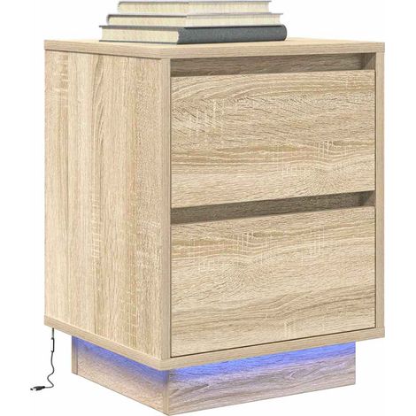 Nachttisch mit LED-Leuchten Sonoma-Eiche 38x34x50 cm
