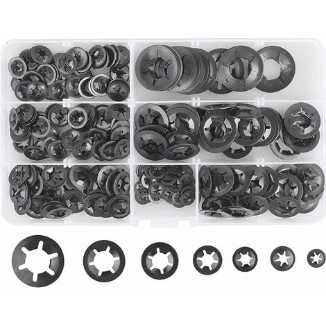 Abcrital – Rondelles de blocage en acier au manganèse – Lot de 280 pièces – 7 tailles M3 à M12 – Pour assemblages mécaniques et réparations