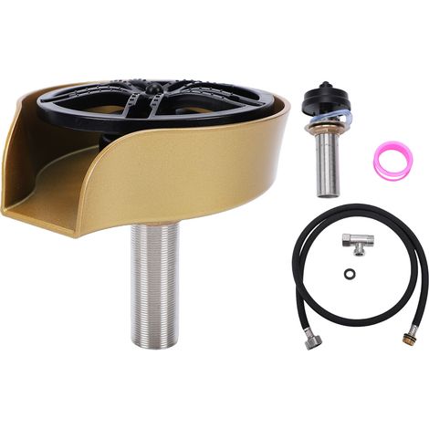 Rince-verre pour évier de cuisine à haute pression, bec pivotant à 360 degrés, nettoyeur de tasses avec pistolet de pulvérisation extractible, raccord de tuyau G3/8 pouces, couleur or (1/5)