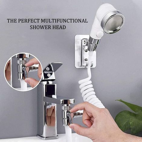 Soffione doccia antiurto, set doccia regolabile per rubinetto del bagno - doccetta con attacco rapido, tubo flessibile staccabile (1/4)