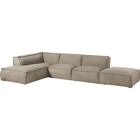 RAVENNA Divano angolare con poggia piedi - stoffa / taupe 285x220x79