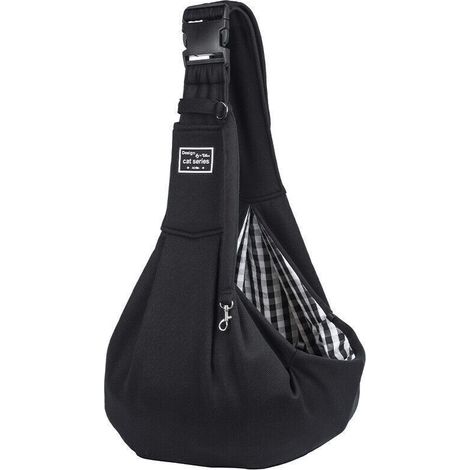 Sac de transport pour chien - Bandoulière réglable - Sac de transport pour animaux de compagnie - Petit chien et chat - Noir (1/4)