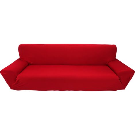 Housse de Canapé Extensible 4 Places en Polyester et Élasthanne, Protection Anti-taches Douce et Résistante, Bordeaux (1/3)