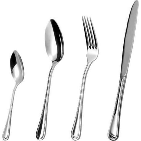 (Silver)Cutlery Set - Stainless Steel - 24 Pieces - 6 Knives - 6 Forks - 6 Spoons (1/4)