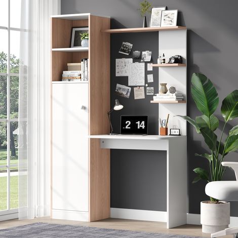 Scrivania con contenitore 123,5 x 45 x 168,5 cm Bianco/Naturale HAVRYA (1/5)