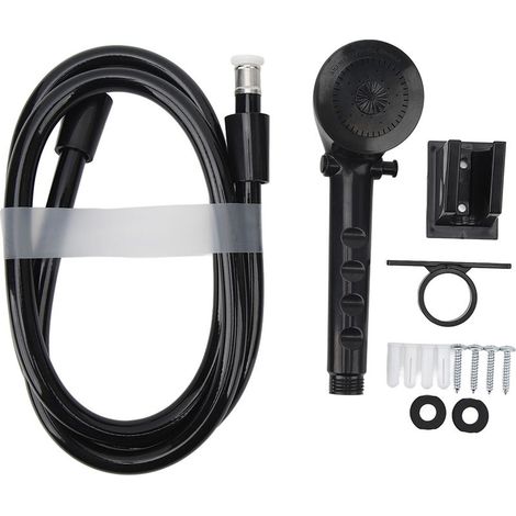 Ensemble de douche à main, tuyau de 1.5m, tête à 3 positions pour camping-car, caravane, remorque de voyage, bateau, camping-car, noir (1/5)