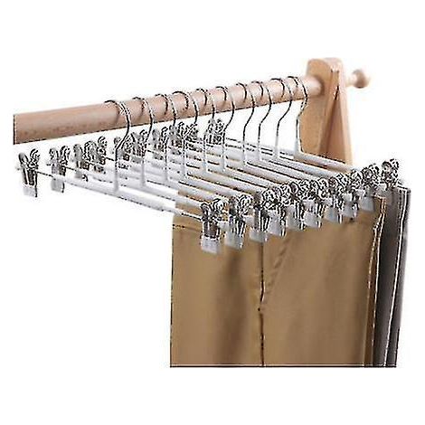 Lot de 10 cintres à jupes et pantalons avec pinces, en métal blanc