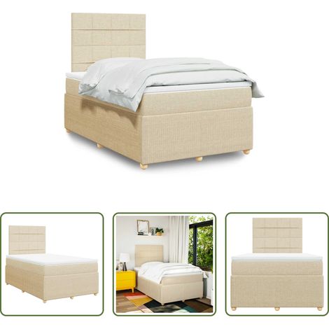 vidaXL Taschenfederkern - Boxspringbett mit Matratze Creme 120x200 cm Stoff (1/5)