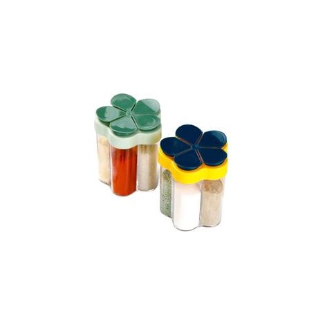 Bottiglia per spezie 5 in 1 con coperchio ermetico e a prova di umidità, barattolo multifunzionale per spezie, accessorio da cucina, 1 pezzo (verde) - Crezuo