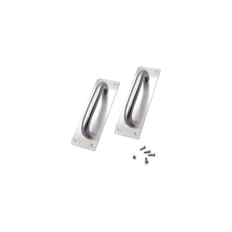 (200 x 65 mm)Poignées de porte coulissante, poignées de porte en acier inoxydable, portes coulissantes, placard, toilettes, garage, abri de jardin, poignées de porte avec plaque en métal (1/5)