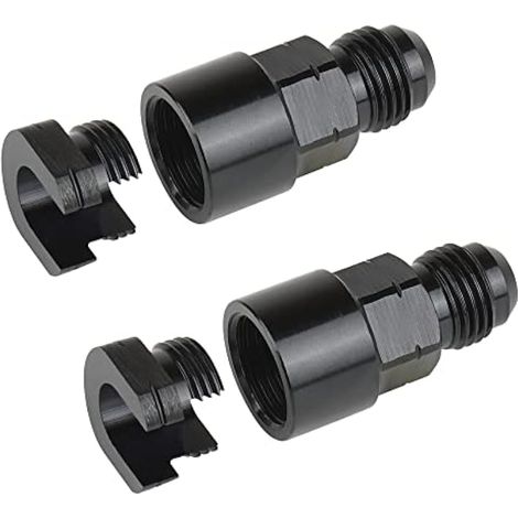 Lot de 2 raccords de tuyau droits à déconnexion rapide 6AN mâle vers femelle 5/16" en aluminium noir avec vis (1/5)