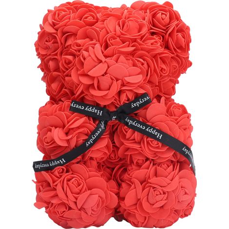 Teddybär mit roter Rose, 21 cm, als romantisches Geschenk zum Hochzeitstag oder Valentinstag (1/5)